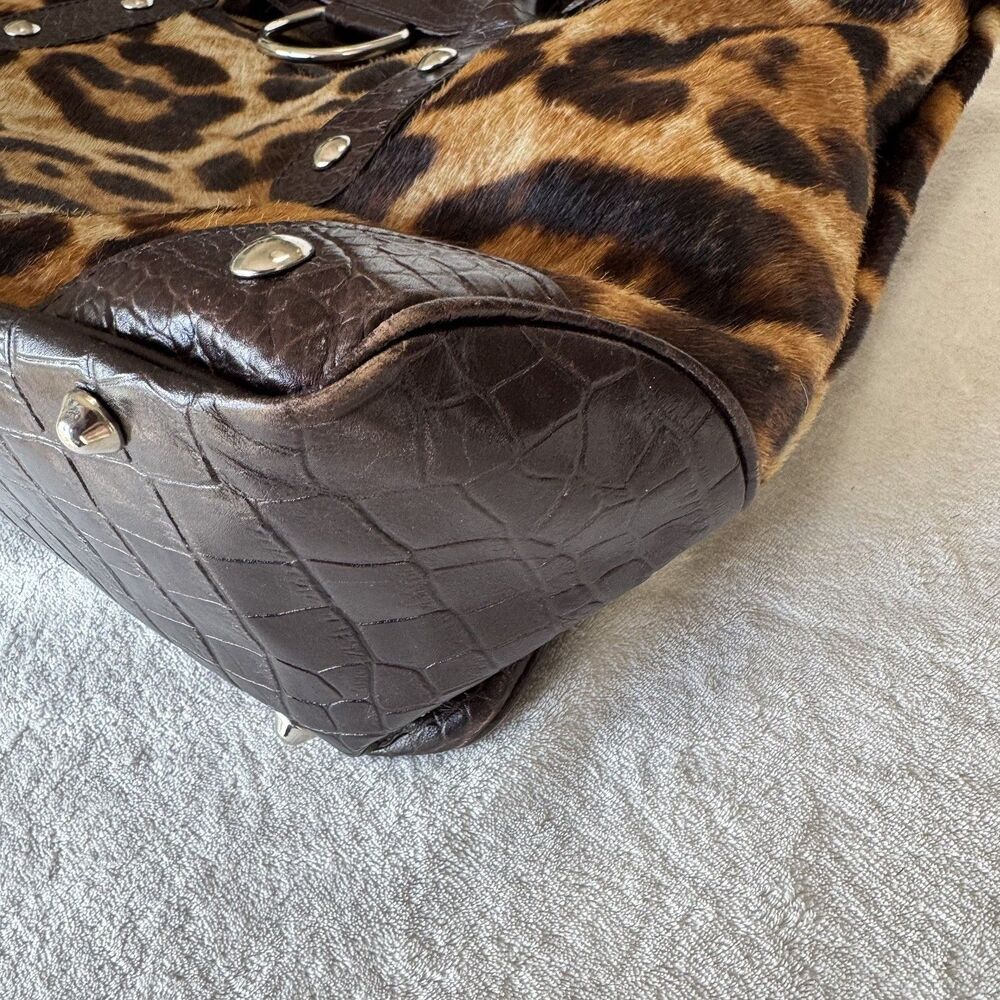 Maurizio Taiuti GENUINE LEATHER COWHIDE CALF HAIR Tote Handbag MADE IN ITALY - Picture 8 of 16